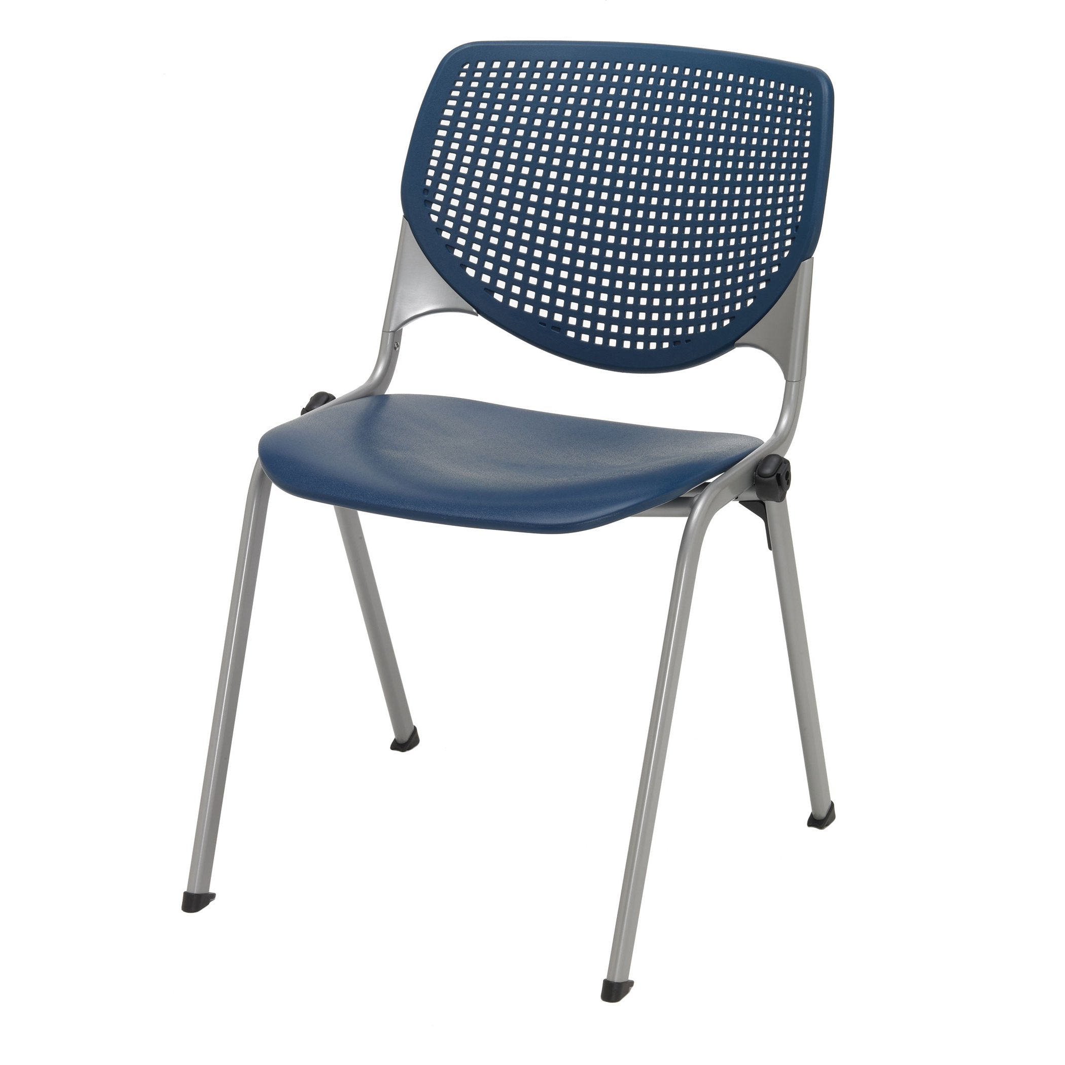 Kfi Seating Kool Series Polypropylene Stack Chair With Perforated Back, Navy Finish